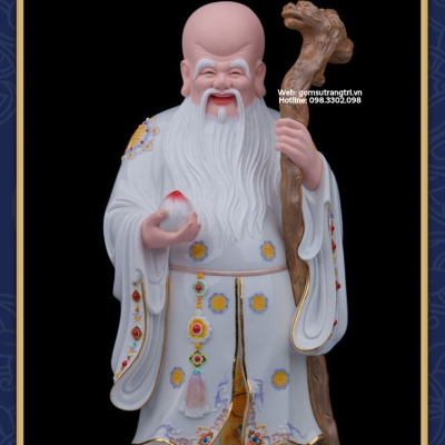 BỘ TƯỢNG PHÚC LỘC THỌ SỨ TRẮNG THỦ CÔNG